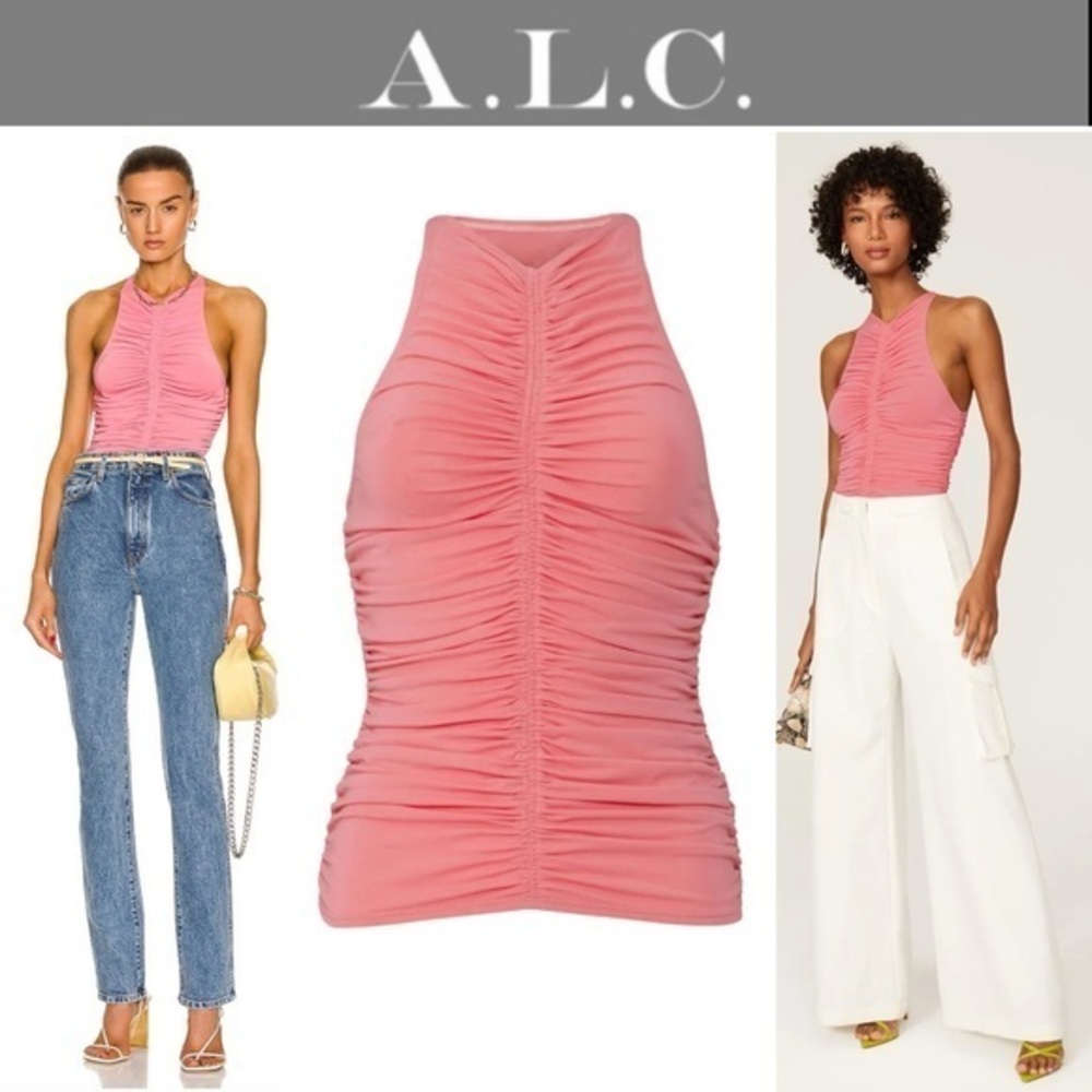 A.L.C. Adley Ruched Top sz XS in Pink Rose NWT 195$